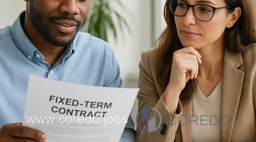 Illustration for the section 'Permanent Employment and Its Variants (Fixed-term vs. Indefinite)' in the article 'Temporary Work -part-time- vs. Permanent Employment – Advantages and Disadvantages.'